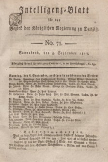 Intelligenz-Blatt für den Bezirk der Königlichen Regierung zu Danzig. 1818, No. 71 (5 September) + dod.