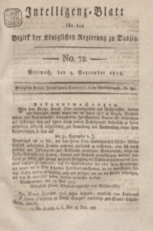 Intelligenz-Blatt für den Bezirk der Königlichen Regierung zu Danzig. 1818, No. 72 (9 September) + dod.
