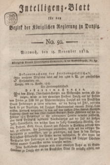 Intelligenz-Blatt für den Bezirk der Königlichen Regierung zu Danzig. 1818, No. 92 (18 November) + dod.