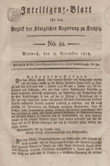 Intelligenz-Blatt für den Bezirk der Königlichen Regierung zu Danzig. 1818, No. 94 (25 November) + dod.