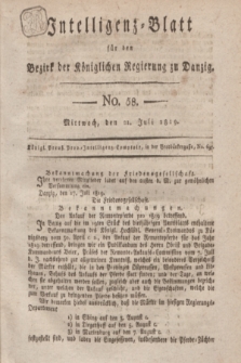 Intelligenz-Blatt für den Bezirk der Königlichen Regierung zu Danzig. 1819, No. 58 (21 Juli) + dod.