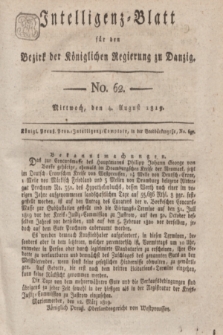 Intelligenz-Blatt für den Bezirk der Königlichen Regierung zu Danzig. 1819, No. 62 (4 August) + dod.