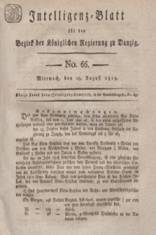 Intelligenz-Blatt für den Bezirk der Königlichen Regierung zu Danzig. 1819, No. 66 (18 August) + dod.