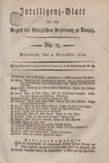 Intelligenz-Blatt für den Bezirk der Königlichen Regierung zu Danzig. 1819, No. 71 (4 September) + dod.