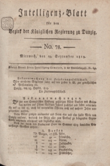 Intelligenz-Blatt für den Bezirk der Königlichen Regierung zu Danzig. 1819, No. 78 (29 September) + dod.