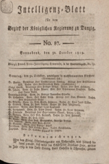 Intelligenz-Blatt für den Bezirk der Königlichen Regierung zu Danzig. 1819, No. 87 (30 October) + dod.