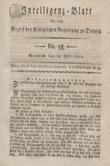 Intelligenz-Blatt für den Bezirk der Königlichen Regierung zu Danzig. 1820, No. 58 (19 Juli) + dod.
