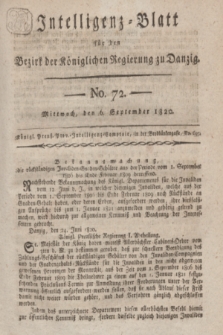 Intelligenz-Blatt für den Bezirk der Königlichen Regierung zu Danzig. 1820, No. 72 (6 September) + dod.