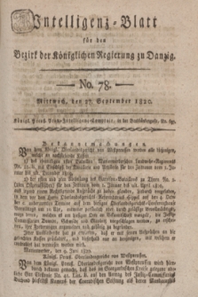 Intelligenz-Blatt für den Bezirk der Königlichen Regierung zu Danzig. 1820, No. 78 (27 September) + dod.