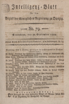 Intelligenz-Blatt für den Bezirk der Königlichen Regierung zu Danzig. 1820, No. 79 (30 September) + dod.
