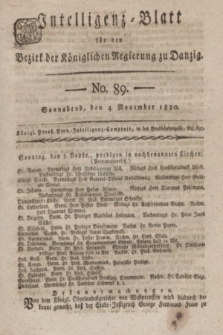 Intelligenz-Blatt für den Bezirk der Königlichen Regierung zu Danzig. 1820, No. 89 (4 November) + dod.