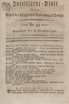 Intelligenz-Blatt für den Bezirk der Königlichen Regierung zu Danzig. 1820, No. 93 (18 November) + dod.