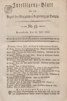 Intelligenz-Blatt für den Bezirk der Königlichen Regierung zu Danzig. 1821, No. 58 (21 Juli) + dod.