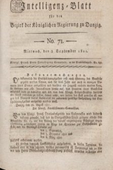 Intelligenz-Blatt für den Bezirk der Königlichen Regierung zu Danzig. 1821, No. 71 (5 September) + dod.
