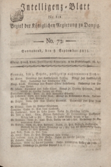 Intelligenz-Blatt für den Bezirk der Königlichen Regierung zu Danzig. 1821, No. 72 (8 September) + dod.