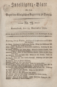 Intelligenz-Blatt für den Bezirk der Königlichen Regierung zu Danzig. 1821, No. 78 (29 September) + dod.