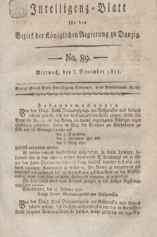 Intelligenz-Blatt für den Bezirk der Königlichen Regierung zu Danzig. 1821, No. 89 (7 November) + dod.