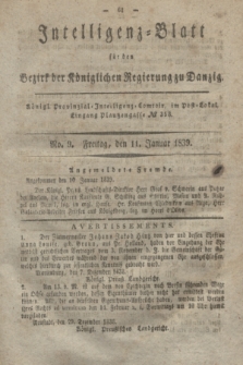Intelligenz-Blatt für den Bezirk der Königlichen Regierung zu Danzig. 1839, No. 9 (11 Januar)