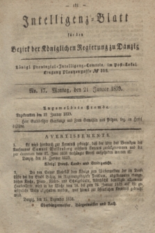 Intelligenz-Blatt für den Bezirk der Königlichen Regierung zu Danzig. 1839, No. 17 (21 Januar)