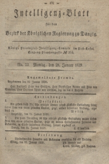 Intelligenz-Blatt für den Bezirk der Königlichen Regierung zu Danzig. 1839, No. 23 (28 Januar)