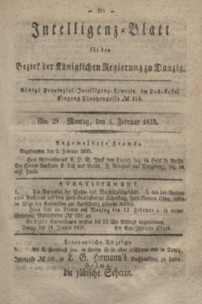 Intelligenz-Blatt für den Bezirk der Königlichen Regierung zu Danzig. 1839, No. 29 (4 Februar)