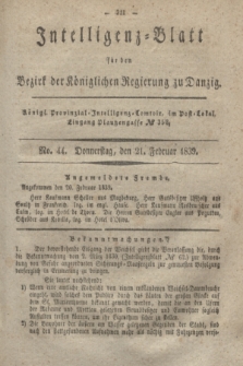 Intelligenz-Blatt für den Bezirk der Königlichen Regierung zu Danzig. 1839, No. 44 (21 Februar)