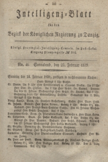 Intelligenz-Blatt für den Bezirk der Königlichen Regierung zu Danzig. 1839, No. 46 (23 Februar) + dod.