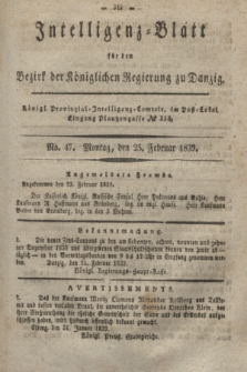 Intelligenz-Blatt für den Bezirk der Königlichen Regierung zu Danzig. 1839, No. 47 (25 Februar)