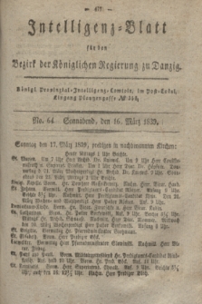 Intelligenz-Blatt für den Bezirk der Königlichen Regierung zu Danzig. 1839, No. 64 (16 März) + dod.