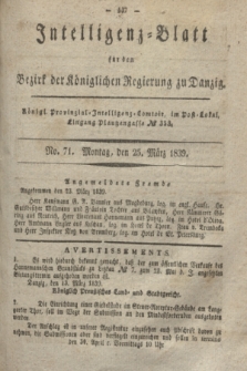Intelligenz-Blatt für den Bezirk der Königlichen Regierung zu Danzig. 1839, No. 71 (25 März)