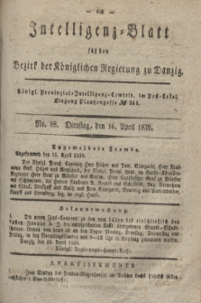 Intelligenz-Blatt für den Bezirk der Königlichen Regierung zu Danzig. 1839, No. 88 (16 April) + dod.