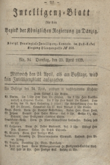 Intelligenz-Blatt für den Bezirk der Königlichen Regierung zu Danzig. 1839, No. 94 (23 April)