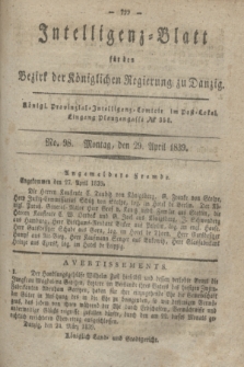 Intelligenz-Blatt für den Bezirk der Königlichen Regierung zu Danzig. 1839, No. 98 (29 April)