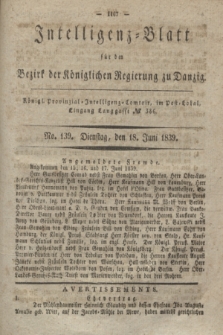 Intelligenz-Blatt für den Bezirk der Königlichen Regierung zu Danzig. 1839, No. 139 (18 Juni)