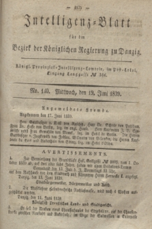 Intelligenz-Blatt für den Bezirk der Königlichen Regierung zu Danzig. 1839, No. 140 (19 Juni)