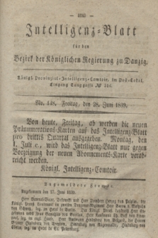 Intelligenz-Blatt für den Bezirk der Königlichen Regierung zu Danzig. 1839, No. 148 (28 Juni)