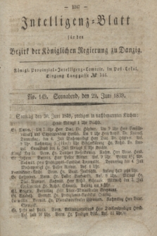 Intelligenz-Blatt für den Bezirk der Königlichen Regierung zu Danzig. 1839, No. 149 (29 Juni) + dod.