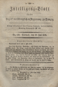 Intelligenz-Blatt für den Bezirk der Königlichen Regierung zu Danzig. 1839, No. 158 (10. Juli)