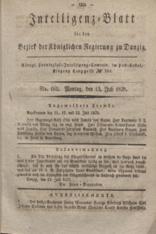 Intelligenz-Blatt für den Bezirk der Königlichen Regierung zu Danzig. 1839, No. 162 (15 Juli)
