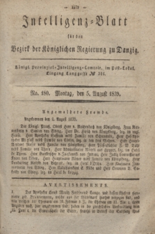 Intelligenz-Blatt für den Bezirk der Königlichen Regierung zu Danzig. 1839, No. 180 (5 August)
