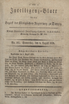 Intelligenz-Blatt für den Bezirk der Königlichen Regierung zu Danzig. 1839, No. 183 (8 August)
