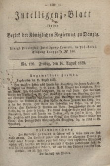 Intelligenz-Blatt für den Bezirk der Königlichen Regierung zu Danzig. 1839, No. 190 (16 August)