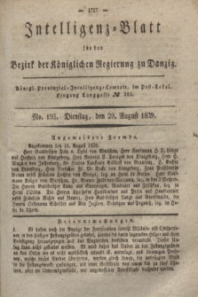 Intelligenz-Blatt für den Bezirk der Königlichen Regierung zu Danzig. 1839, No. 193 (20 August)
