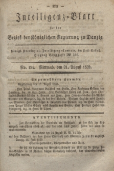 Intelligenz-Blatt für den Bezirk der Königlichen Regierung zu Danzig. 1839, No. 194 (21 August) + dod.