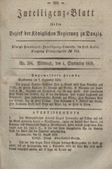 Intelligenz-Blatt für den Bezirk der Königlichen Regierung zu Danzig. 1839, No. 206 (4 September)