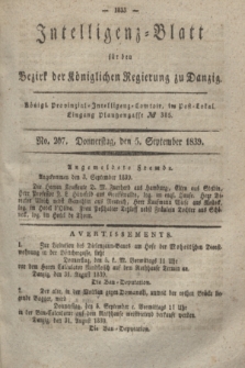 Intelligenz-Blatt für den Bezirk der Königlichen Regierung zu Danzig. 1839, No. 207 (5 September)