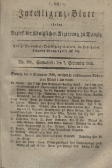 Intelligenz-Blatt für den Bezirk der Königlichen Regierung zu Danzig. 1839, No. 209 (7 September) + dod.