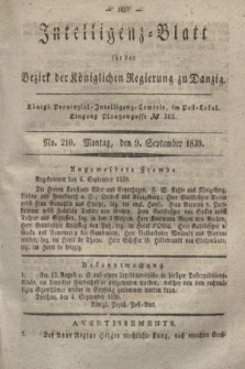 Intelligenz-Blatt für den Bezirk der Königlichen Regierung zu Danzig. 1839, No. 210 (9 September)