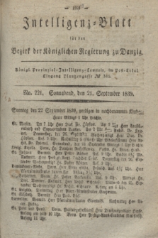 Intelligenz-Blatt für den Bezirk der Königlichen Regierung zu Danzig. 1839, No. 221 (21 September) + dod.