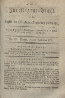 Intelligenz-Blatt für den Bezirk der Königlichen Regierung zu Danzig. 1839, No. 222 (23 September)